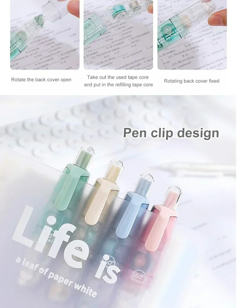 Cute Dots Glue Tape Double-Sided Adhesive Roller Pushable&Refillable for Kids Girls DIY Photo Album School Stationery Supplies
