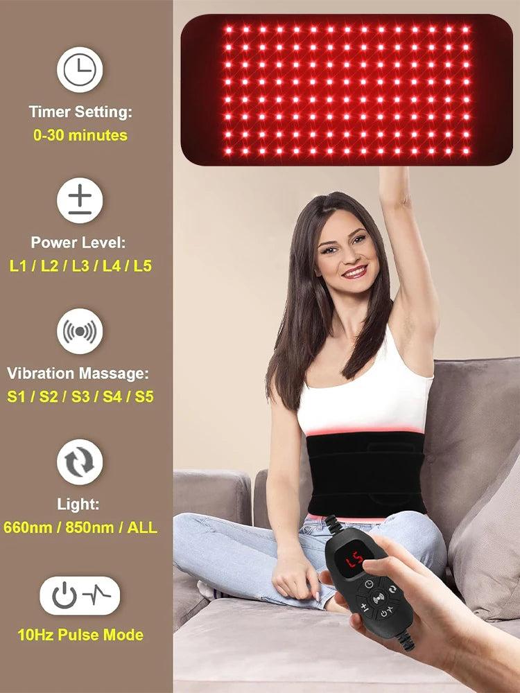 120 LED Red Light Belt 660nm&850nm Infrared Light Therapy Pad for Back Knee Hands Feet Relief Care Body Fatigue Deep Therapy