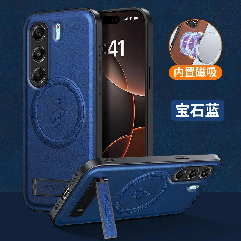 For Tecno Camon 40 Pro 4G 5G Magnetic Wireless Charging Leather Phone Case Shockproof Silicone Lens Protect Cover Cases Bracket