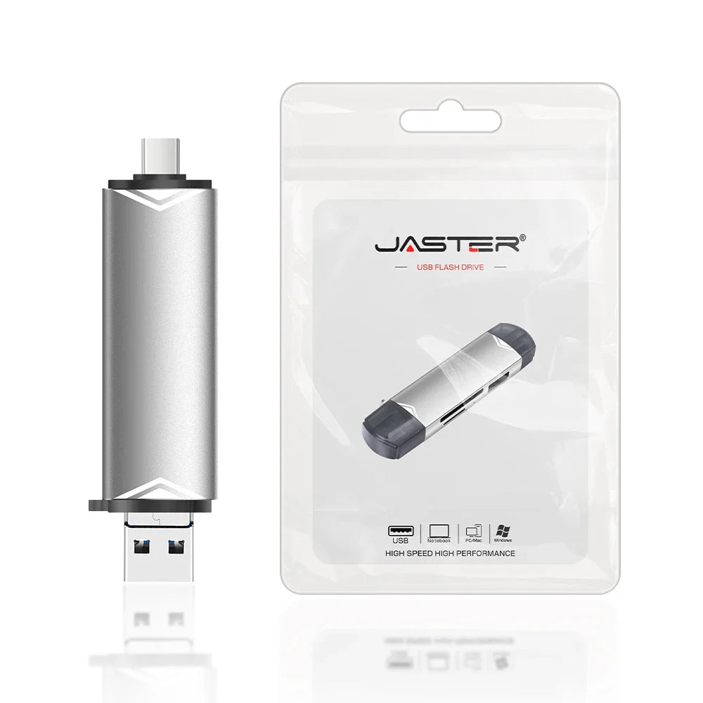 JASTER 6 In 1 Multifunction USB 3.0 Card Reader U Disk TYPE-C/Usb/Tf/Sd Flash Drive Memory Card for Adapter Phone Laptop Compute