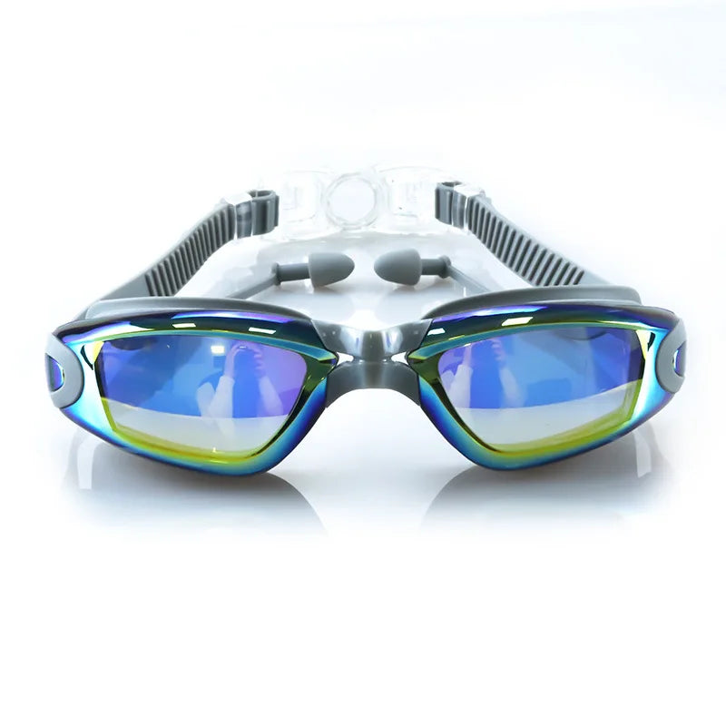 Swimming Goggles Adult Pool Glasses Anti Fog Men Women UV Protection Optical Waterproof Swim Eyewear with Earplugs