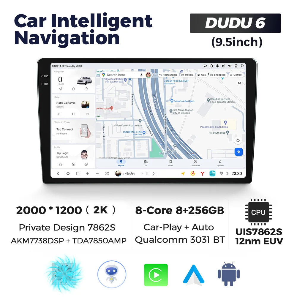 DUDUAUTO 9.5/10.36inch DUDU7 Android 13 Universal Carplay Multimedia Car Radio WIFI DSP TDA7708 12+512G Android-Auto Carplay