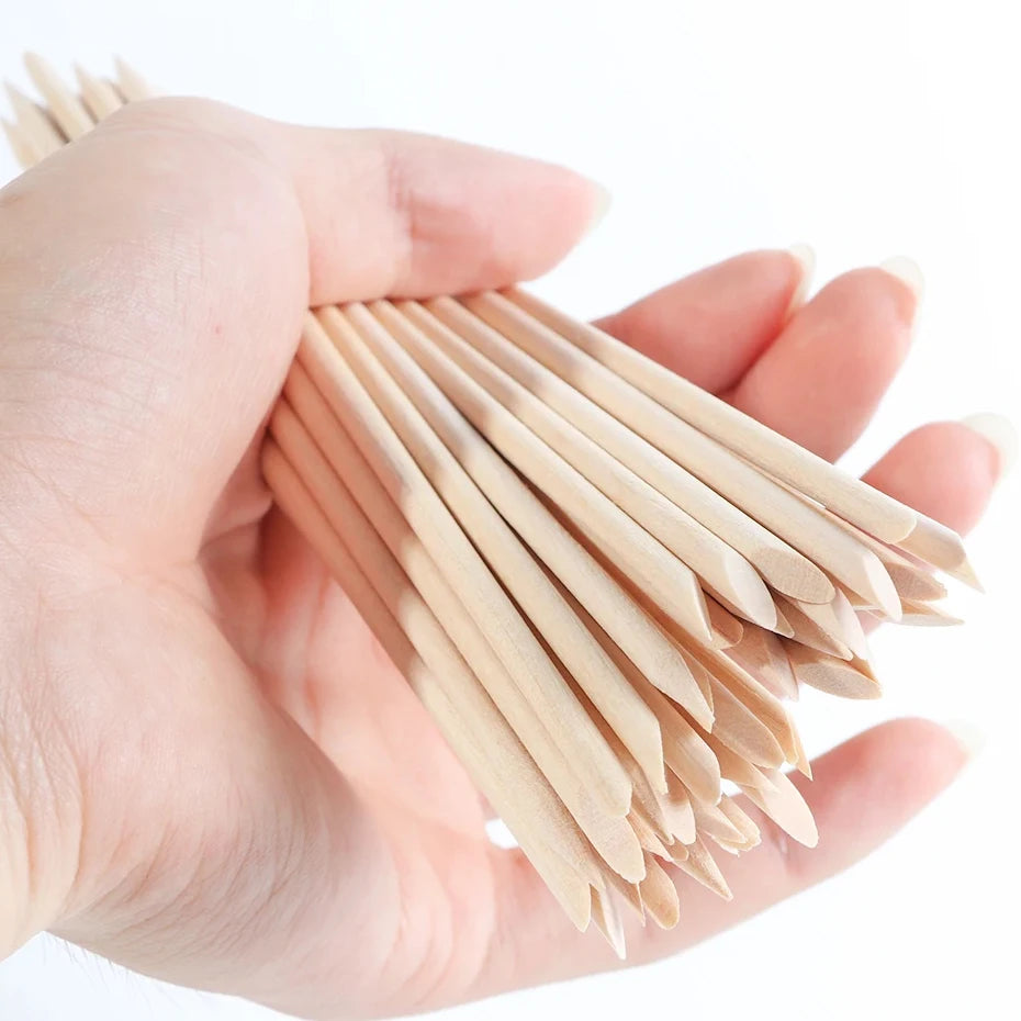 50/100pcs Nail Art Pusher Orange Wood Sticks Cuticle Pusher Remover Rhinestones Dotting Removal Manicure Pedicure Care Tools