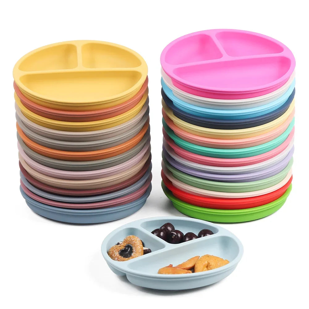 Mother Kids Baby Silicone Feeding Set Sucker Plate Antislip Bowl Spoon Cup Children Tableware Safe Non Toxic Dishwasher Safe