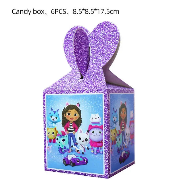 Disney Gabby Doll House Theme Birthday Party Flag Pulling Balloon Decoration Disposable Tableware Supplies