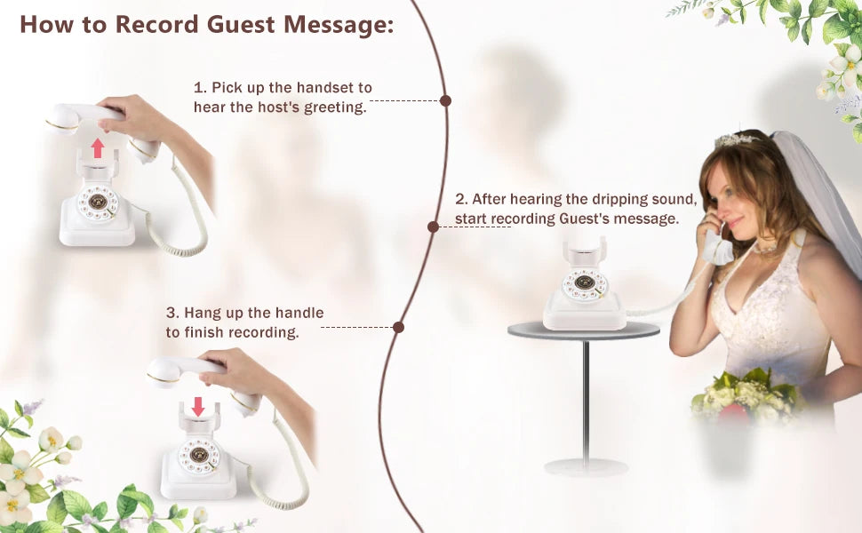 Audio Guest Book Wedding Phone Vintage Style Audio Message Voicemail for Graduation Retirement Party Birthdays Baby Shower