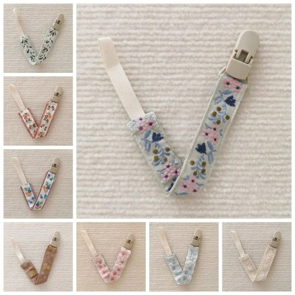 Ethnic Style Baby Cloth Pacifier Chain Floral Teether Toys Straps Nipple Holder DIY Clips Adjustable Dummy Clips Soother Holder