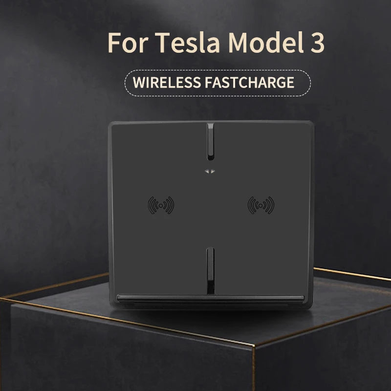 Newest Wireless Charger For Tesla Model 3 Support Dual Smartphone Pad Car Accessories 10W Fast Car charging USB Port