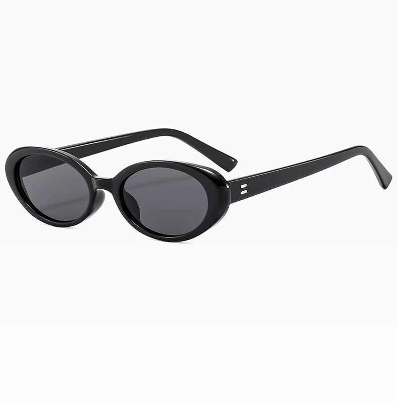 New Women's Retro Oval Sunglasses Black Small Frame Fashion Brand Trendy Hot Points Sun Glasses Female Lady Goggle UV400