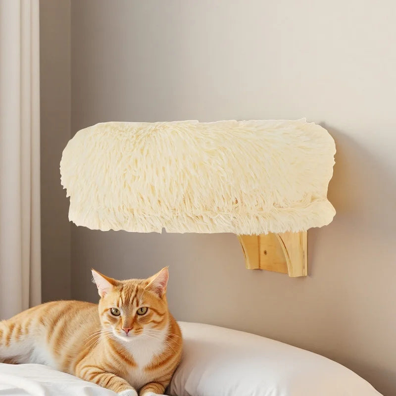 Wall Mounted Wooden Cat Space, Small Pet Bed Cat Furniture, Window Sill Cat Perch with Supports --Made of Quality Hardwoods