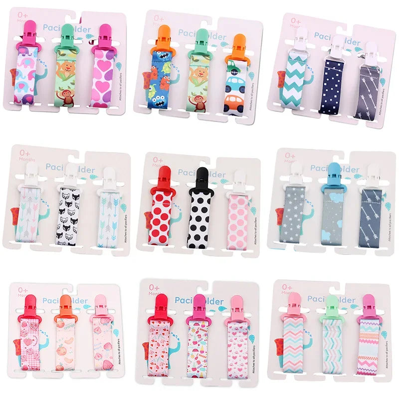 3Pcs/Set Baby Pacifier Clip Pacifier Chain Dummy Clip Nipple Holder for Baby Cartoon Print Child Pacifier Clips Soother Holder