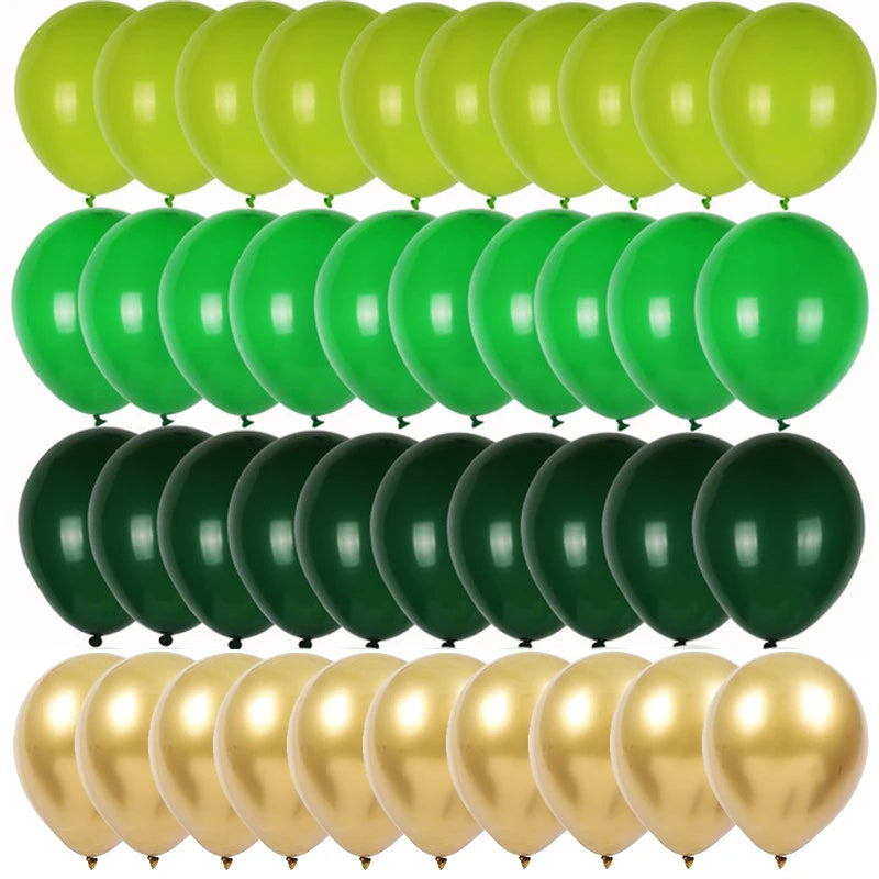40pcs Retro Dark Green Balloons Set Confetti Balloon Jungle Safari Animal Birthday Party Decorations Kids Boy Baby Shower Favors