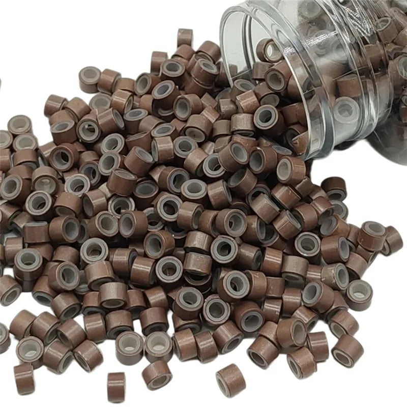 1000Pcs Hair Extentions Micro Rings Links Beads 5mm Silicone Lined Beads for Human Hair Extensions Tool-Multi-colored