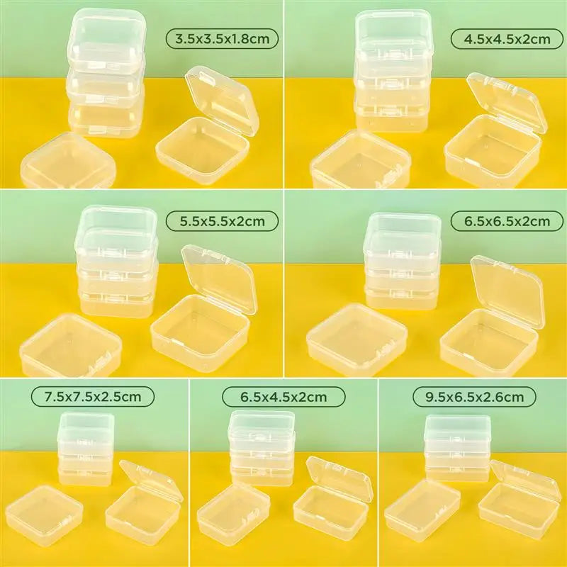10Pcs PP Storage Box Mini Transparent Plastic Case Container Square Rectangle Packaging Box For Jewellry Beads Small Items
