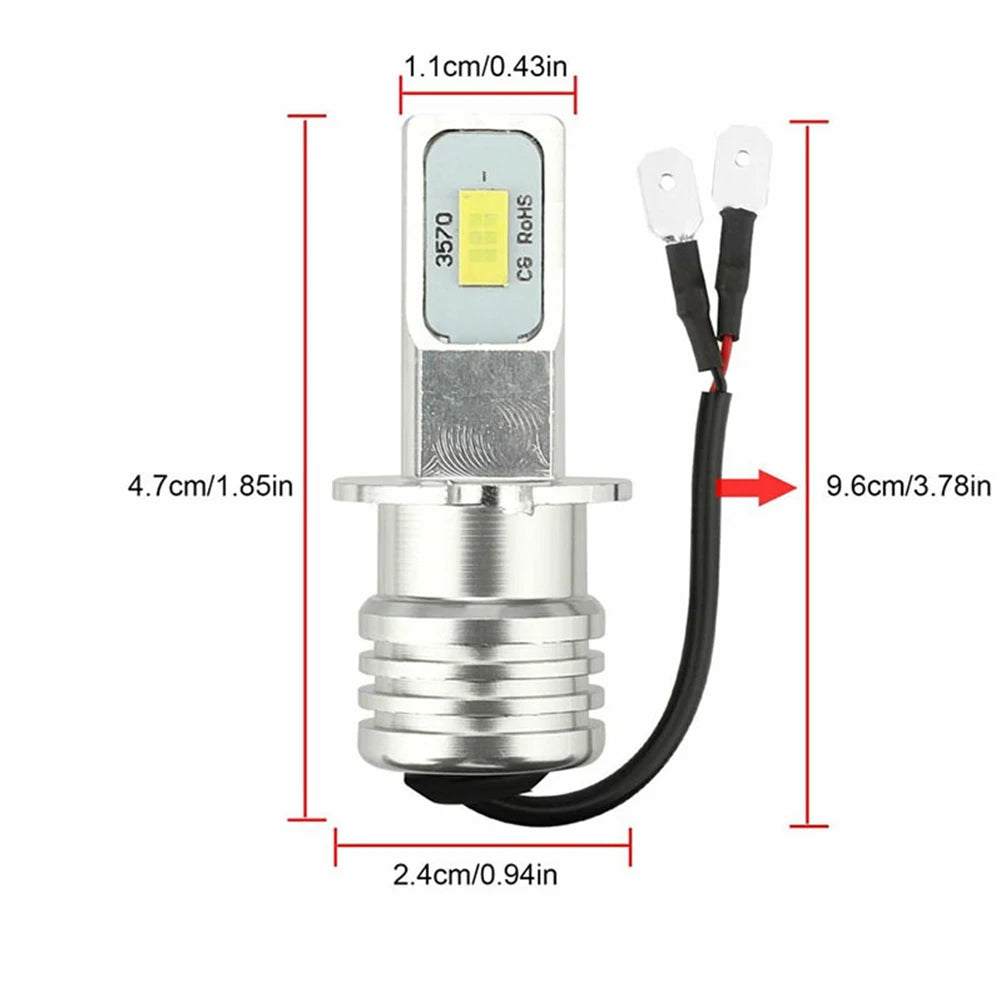 2Pcs H3 Car LED Fog Light Bulb Conversion Kit Super Bright Yellow DRL Lamp 3000K 80W 50000H 2000LM Auto Beam Fog Lamp