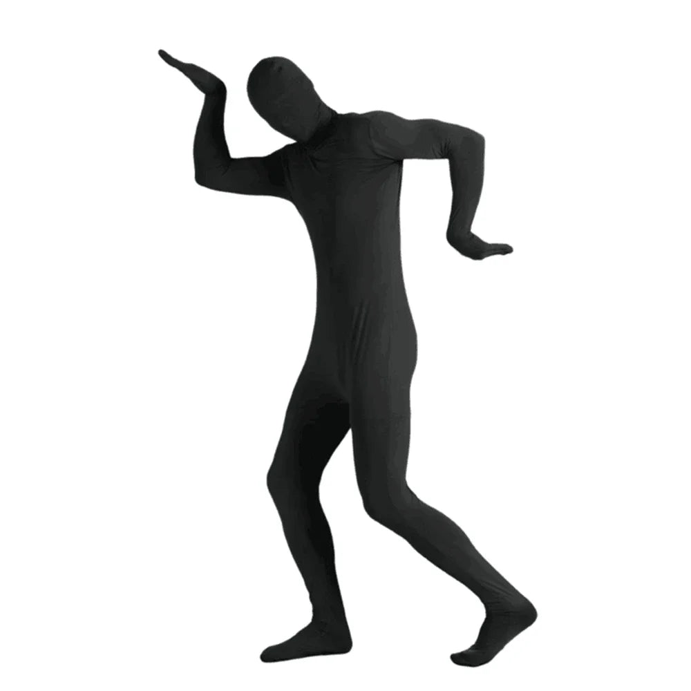 Spandex Stretch Full Jumpsuit for Men and Women,Black Zentai Suit,Halloween Carnival Skin Tight Suit,Disappearing Man Cosplay
