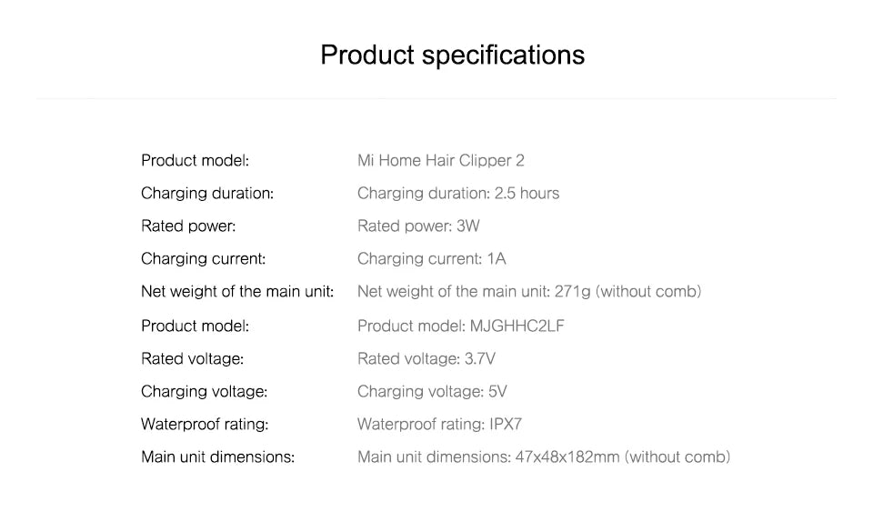 MIJIA Hair Clipper 2 Hair Trimmer Professional Beard Cut Machine IPX7 Waterproof Wireless Haircut Machine Mijia Clipper 2
