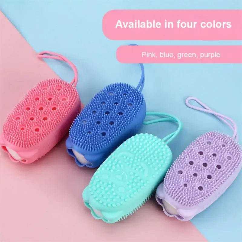 Silicone Body Scrubber Shower Exfoliating Scrub Sponge Bubble Bath Brush Massager Skin Cleaner Cleaning Pad Bathroom Accessories