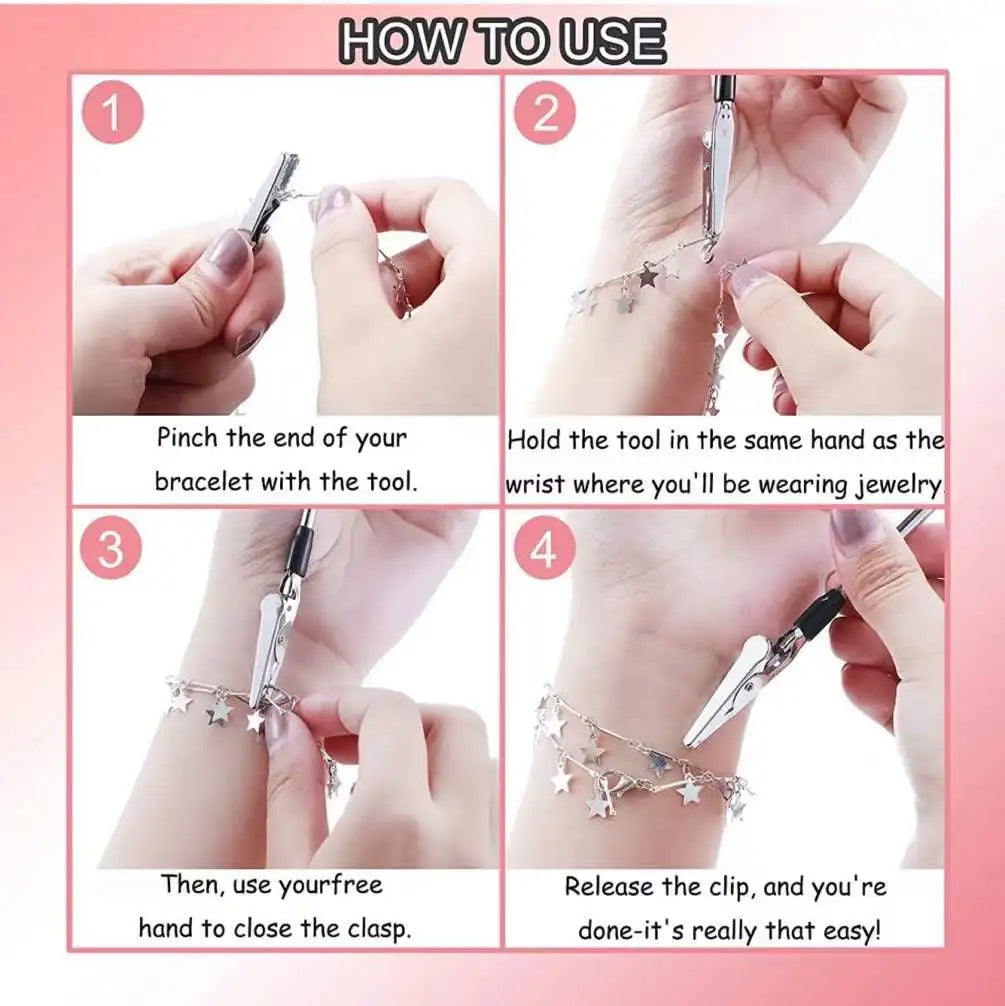 Easy Install Bracelet Fasteners Tool,Release Hand Bracelet Helpers,Jewelry Assistance Fastener Tool for Bracelet Linking Tool