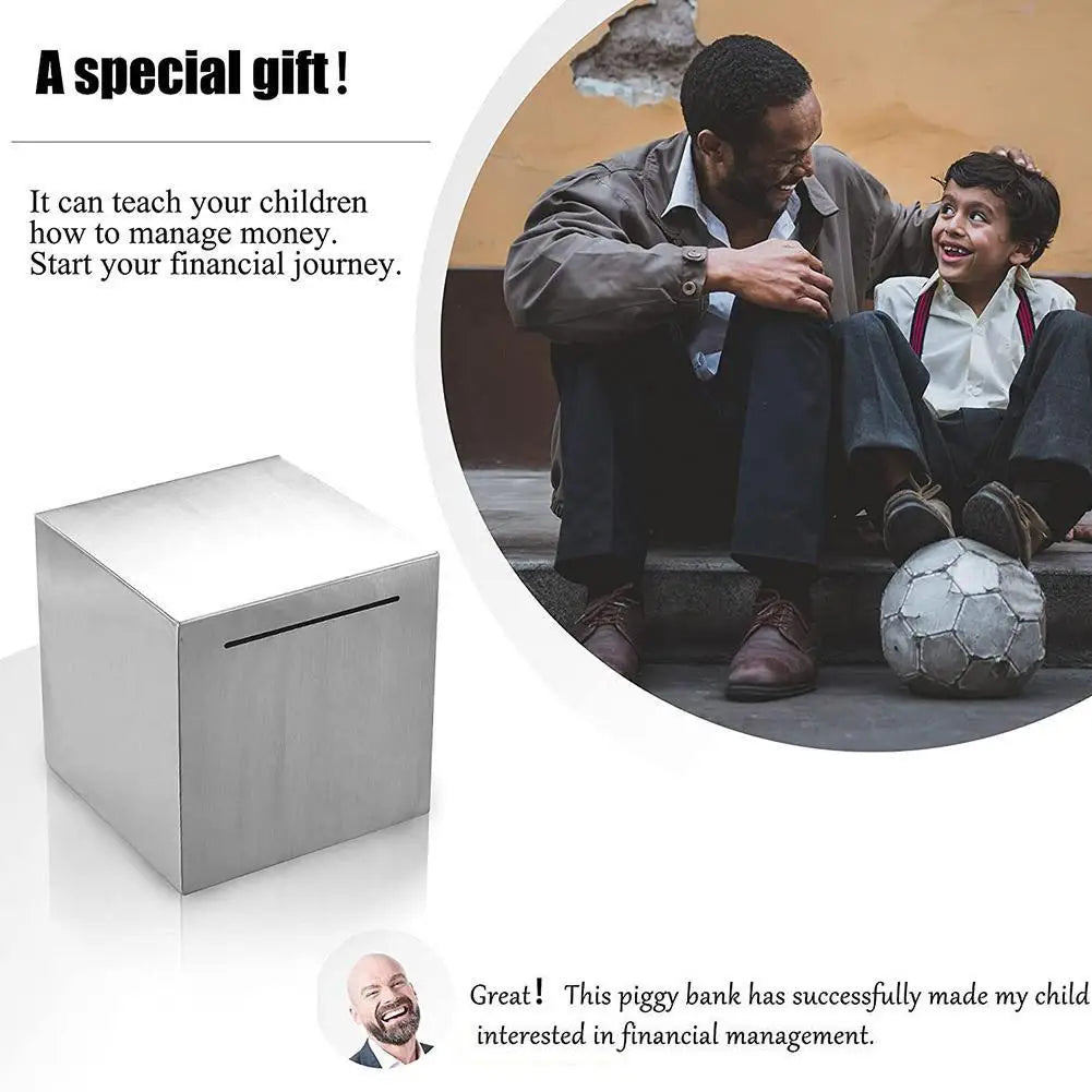 Steel Piggy Bank Only Enter Not Exit Large Capacity Money Savings Bank For Children's Metal Cash Box Coin Piggy Bank