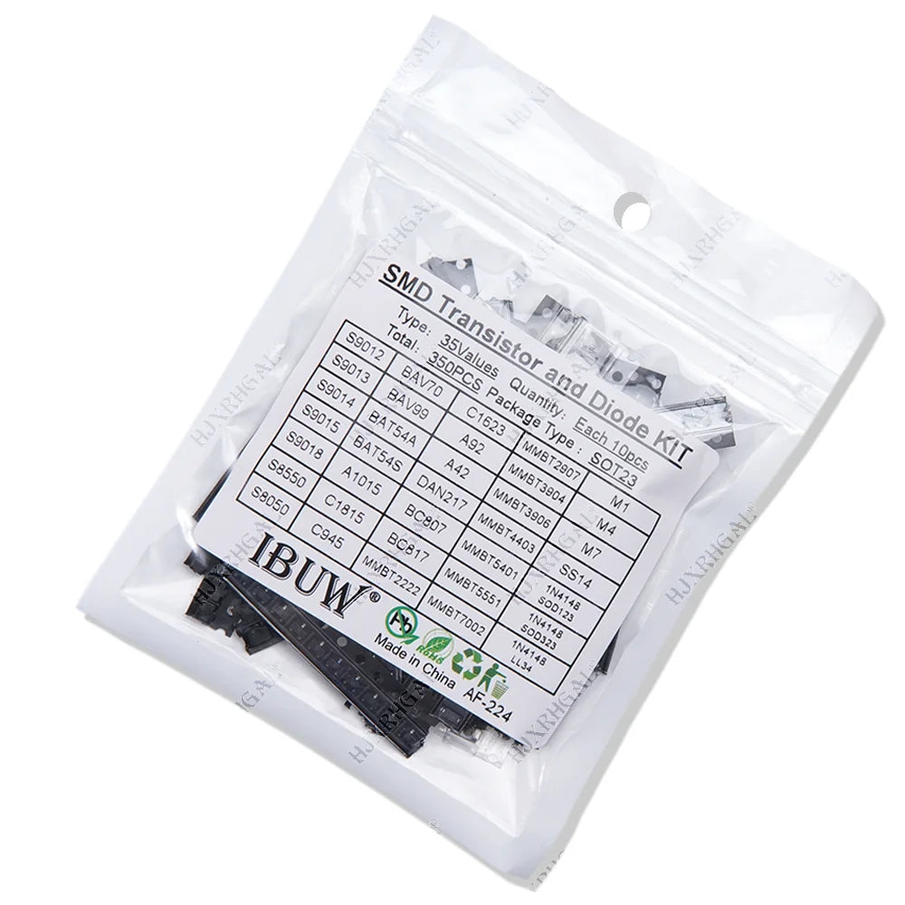 35values x 10PCS=350PCS SMD SMT hjxrhgal Transistor and Diode Assortment Kit