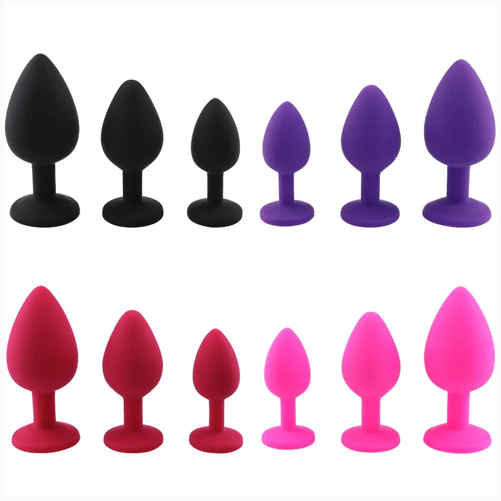 3 Size Silicone Butt Plug Anal Plug Unisex Sex Stopper Adult Toys for Men/Women Anal Trainer Prostate Massager Dildo for Couples