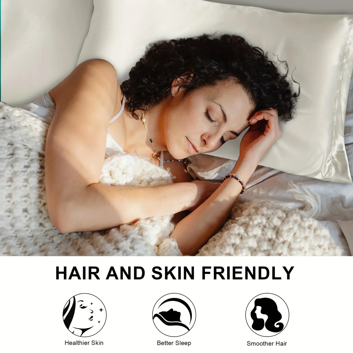 2pcs Luxury Satin Envelope Pillowcase  Solid Color, Silk Like High-End Nighttime Hair Protection, Woven Fabric, Active Printing