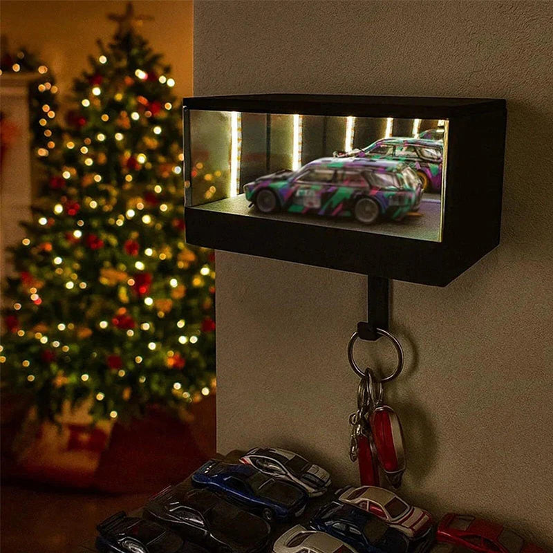 LED Light Featured Key Rack for Garage; Infinity Mirror Design; Ideal for Car Lovers; Simplifies Entry Point; Contains 1PC.