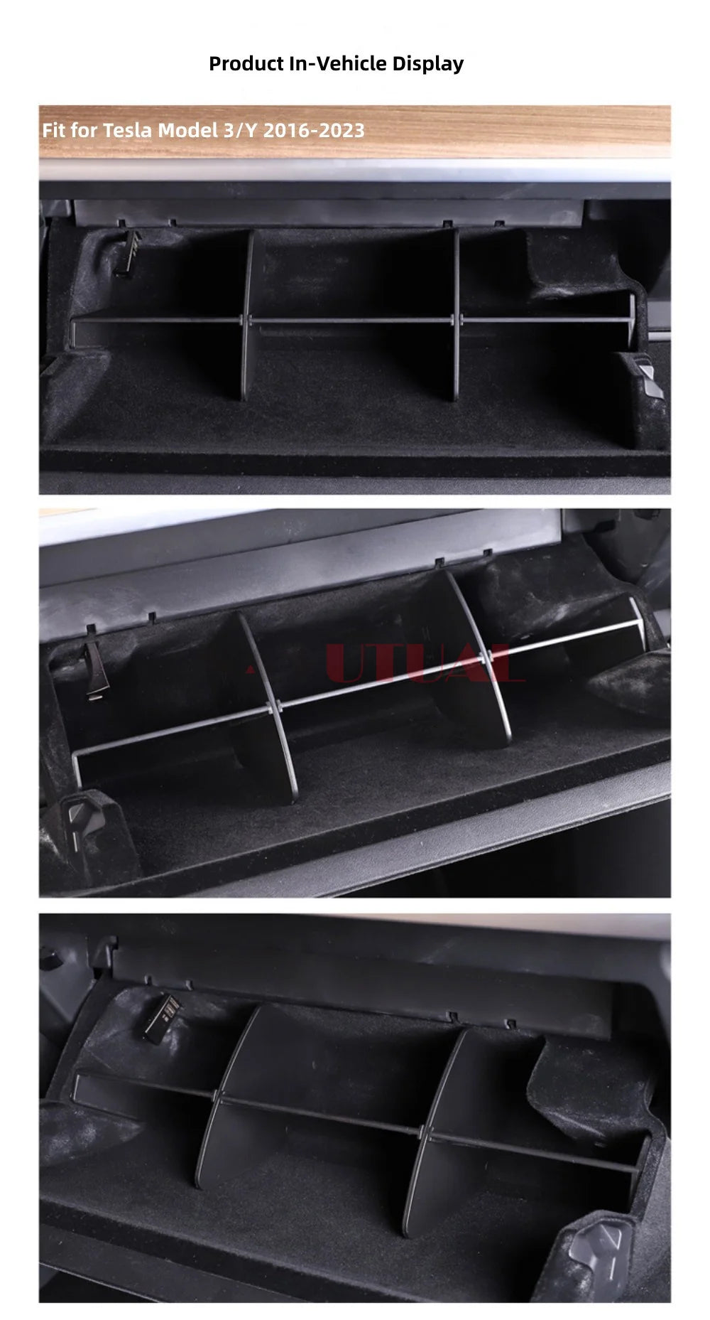 Glove Box Organizer Partition Plate For Tesla Model 3 Model Y 2016 - 2023 Center Console Storage Stowing Tidying Divider Shelf