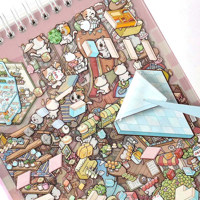 20Sences in Book 2.5D Landscape Sticker Album Cartoon Scene DIY Toy Game Festival Birthday Present Gift Box for Kid Girl Child