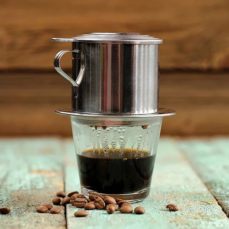 Coffee Dripper Maker Pot Infuse Cup Portable Coffee Drip Filter 6-9Q Vietnamese Coffee Filter Stainless Steel Vietnamese Style
