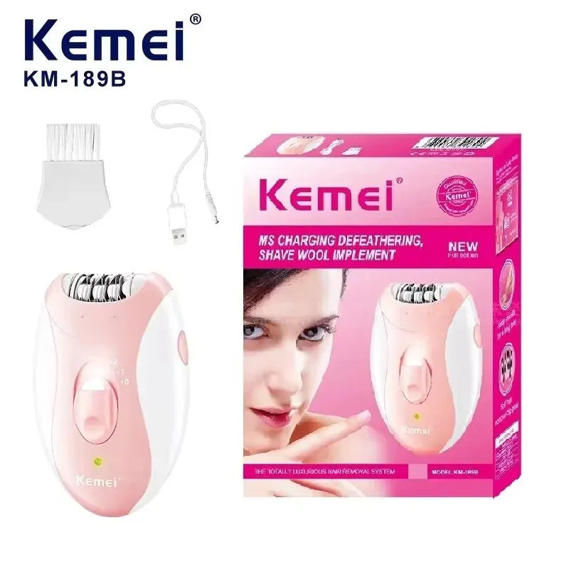 Kemei Lady's Electric Epilator Two Speed Rechargeable Remover Waterproof Portable Women' Shaver for Legs and Bikini Area KM-189B