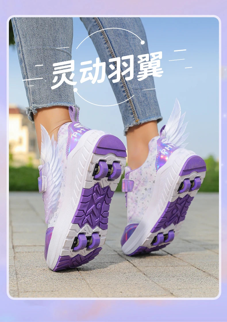 Kids Roller Skate Shoes Snickers With 4-Wheels Children Rollerskates Fashion Outdoor Sports Shoes Girls Boys Gifts