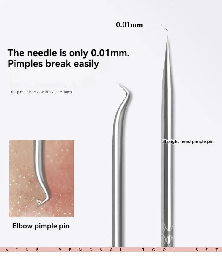 Stainless Steel Beauty Needle Acne Needle Dual-purpose Acne Remover Acne Removing Acne Beauty Tools Pimple Pin 4 PCs Set