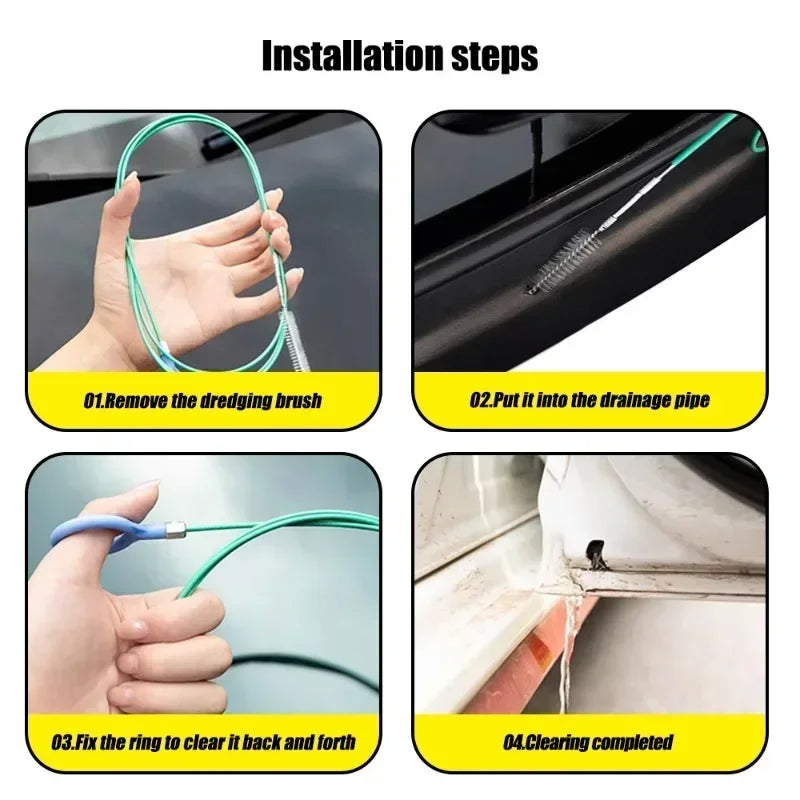 Car Sunroof & Windshield Drain Cleaning Tool - Flexible Pvc Brush For Easy Dredging