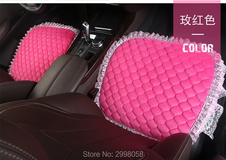 Winter Warm Plush Car Seat Cover Velvet Lace Seat Cushion Pad Auto Chair Car Seat Protector For Lady Girl Women