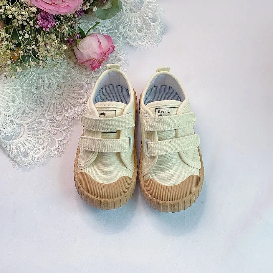 Children Canvas Shoes Baby Soft Indoor Shoes Boys Girls Low-top Caual Shoes Kids Candy Color Hook Shoes