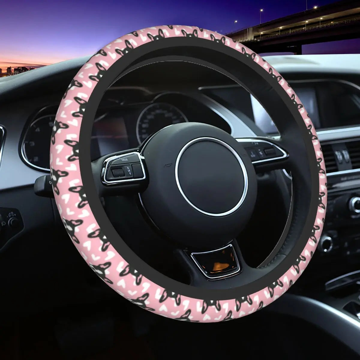 38CM Steering Wheel Cover Car Steering Wheel Cover For Women Flowers Footprint Anti-Slip Funda Volante Car Interior Accessories
