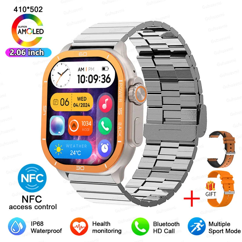 2025 New 49mm Smart Watch Men Women NFC Smartwatch BT Call Waterproof Wireless Charging AMOLED Screen Watch Ultra2 For Apple IOS
