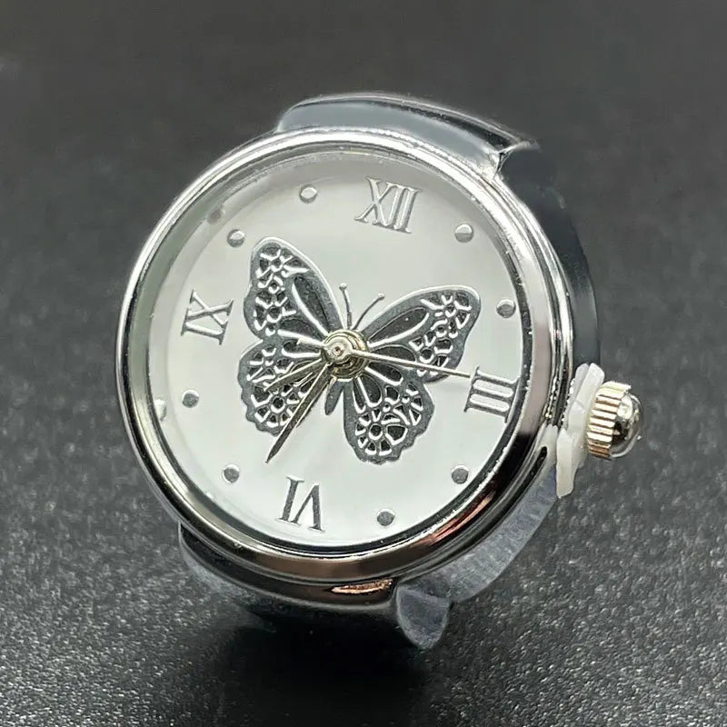 Hot male and female couples simple atmosphere all-match quartz ring watch butterfly Roman numerals surface