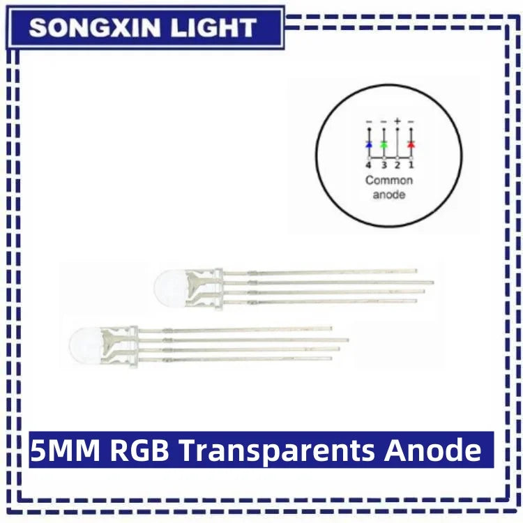 SONGXIN 100pcs 5mm RGB LED Common Cathode / Common Anode Tri-Color Emitting Diodes f5 RGB Diffused / Transparent Highlight