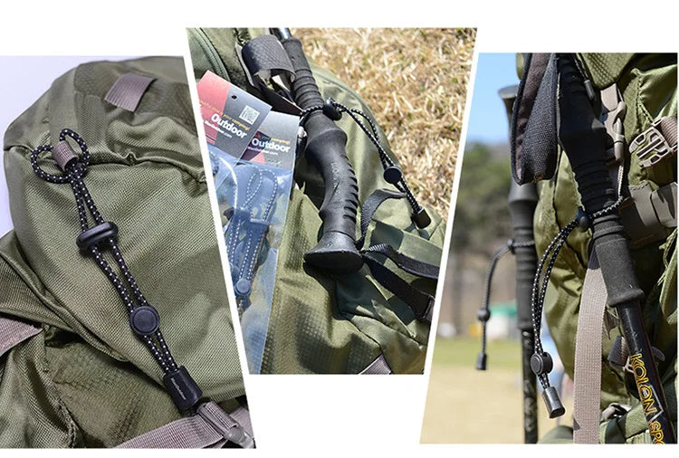 2pcs Backpack Walking Stick Holder Trekking Hiking Pole Fixing Tie Cord Rope Outdoor Sports Small Tools for Camping Mountain