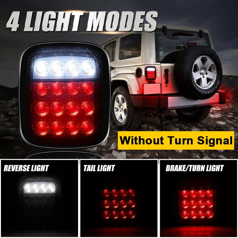 2pcs Car LED Tail Lights Smoked Shell 16LED Tail Light Brake Reverse Light Turn Signals for Jeep Wrangler YJ TJ CJ