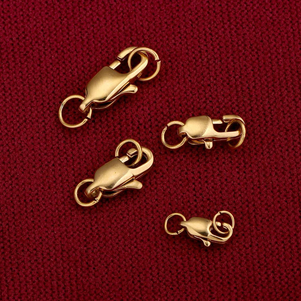 10pcs Gold Plated Stainless Steel Lobster Clasp with Jump Rings For Diy Chain Necklace Bracelet Jewelry Making Findings Suplies