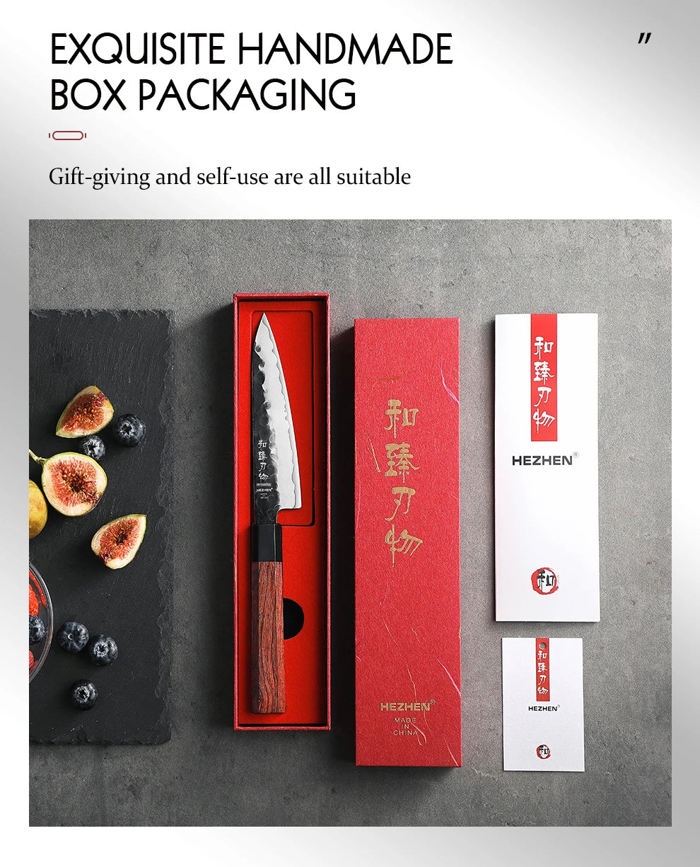 HEZHEN 5.5 Inches Utility Knife Stainless Steel Kitchen Cooking Knives Rosewood Handle With Gift Box Three-layer Composite Steel