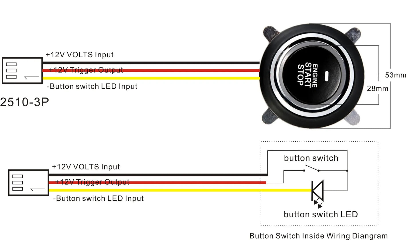 Universal 12V  Car Engine Start Stop Push Button Entry Ignition Starter Switch Keyless Start System Replacement Button