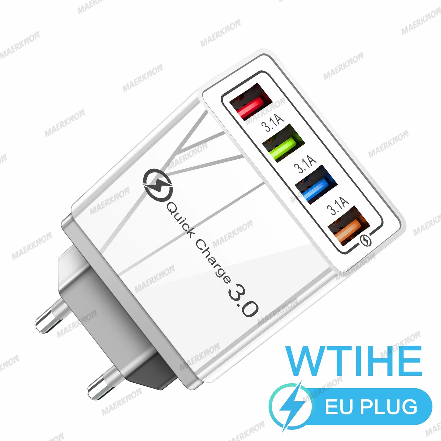 3.1A USB Charger 4 Ports Fast Charging QC 3.0 Wall Charger For Xiaomi iPhone 15 Samsung US/EU Mobile Phone Plug Travel Charger