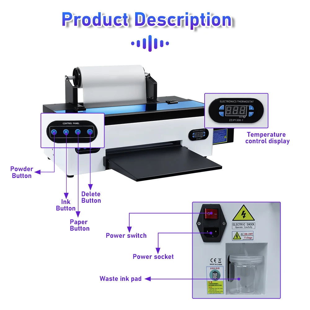 A3 DTF Printer R1390 Impresora dtf a3 T shirt Printing Machine with Roll Feeder DTF Transfer Printer For Fabric Hoodies Print