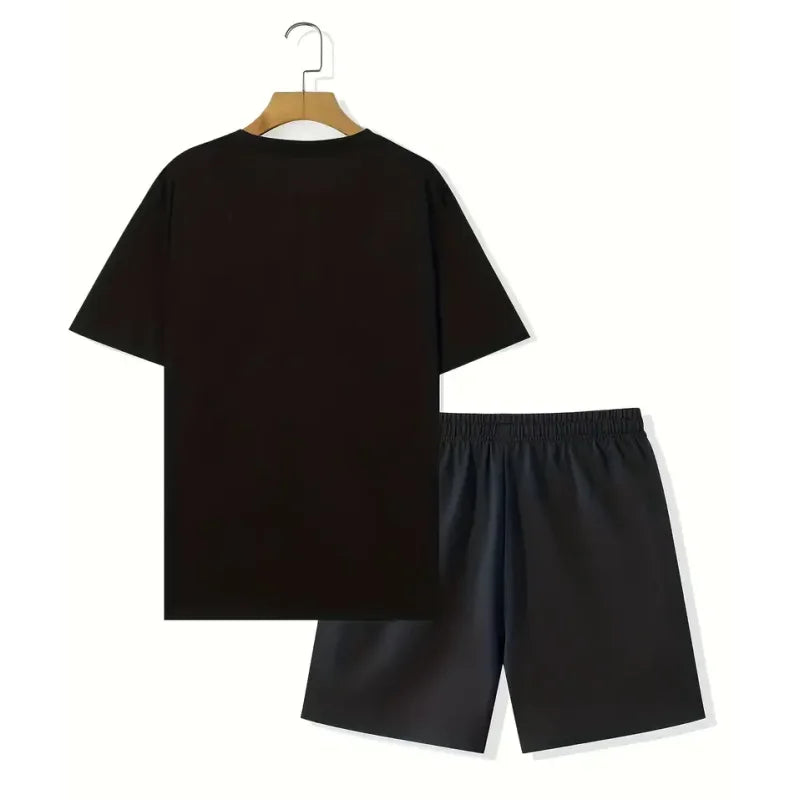 Summer Men's Loose Short-sleeved Shirts Sweaty Quick-drying Shorts Men's Classic Sports Suit Large Size Office Two-piece Set