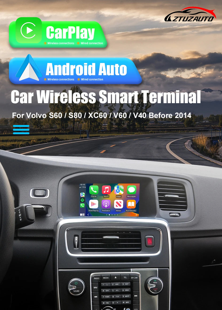 Wireless CarPlay Android Auto Box 5G Upgrade Version For Volvo V40 V60 XC60 S60 V70 XC70 S80 2010-2014 OEM Microphone Accessorie